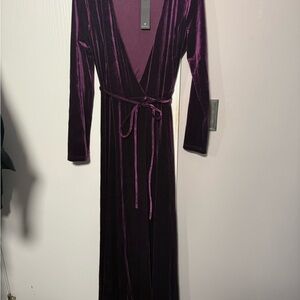 Velvet Wrap Dress in Deep Purple